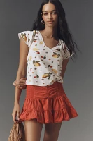 Maeve Scoop-Neck Flounce-Sleeve Tee