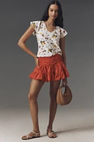 Maeve Scoop-Neck Flounce-Sleeve Tee