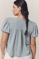 Maeve Square-Neck Puff-Sleeve Swing Tee