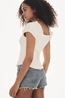 By Anthropologie Smocked Shoulder Top