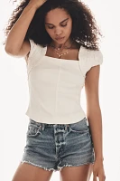 By Anthropologie Smocked Shoulder Top