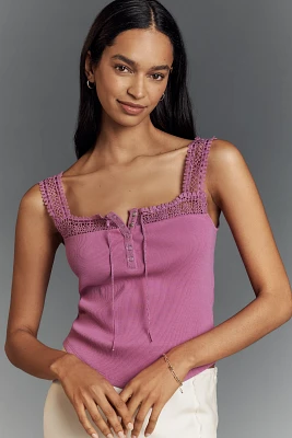 By Anthropologie Crochet-Trim Tank Top