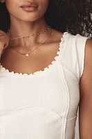 Pilcro Scoop-Neck Ruffle-Edge Seamed Top
