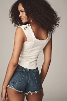 Pilcro Scoop-Neck Ruffle-Edge Seamed Top