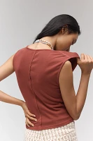 Pilcro V-Neck Sleeveless Ruched Tee