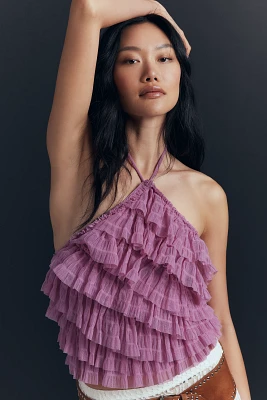 By Anthropologie Halter Ruffle Tank Top​