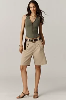 By Anthropologie Ribbed Seamed Deep-V Neck Tank Top