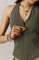 By Anthropologie Ribbed Seamed Deep-V Neck Tank Top