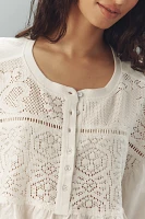 Pilcro Boxy Crochet Babydoll Blouse