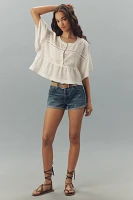 Pilcro Boxy Crochet Babydoll Blouse