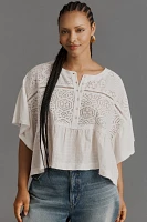 Pilcro Boxy Crochet Babydoll Blouse