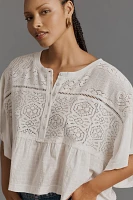 Pilcro Boxy Crochet Babydoll Blouse