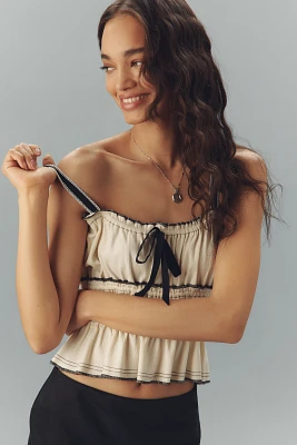 Pilcro Tiered Ruffle-Hem Ruched Tank Top