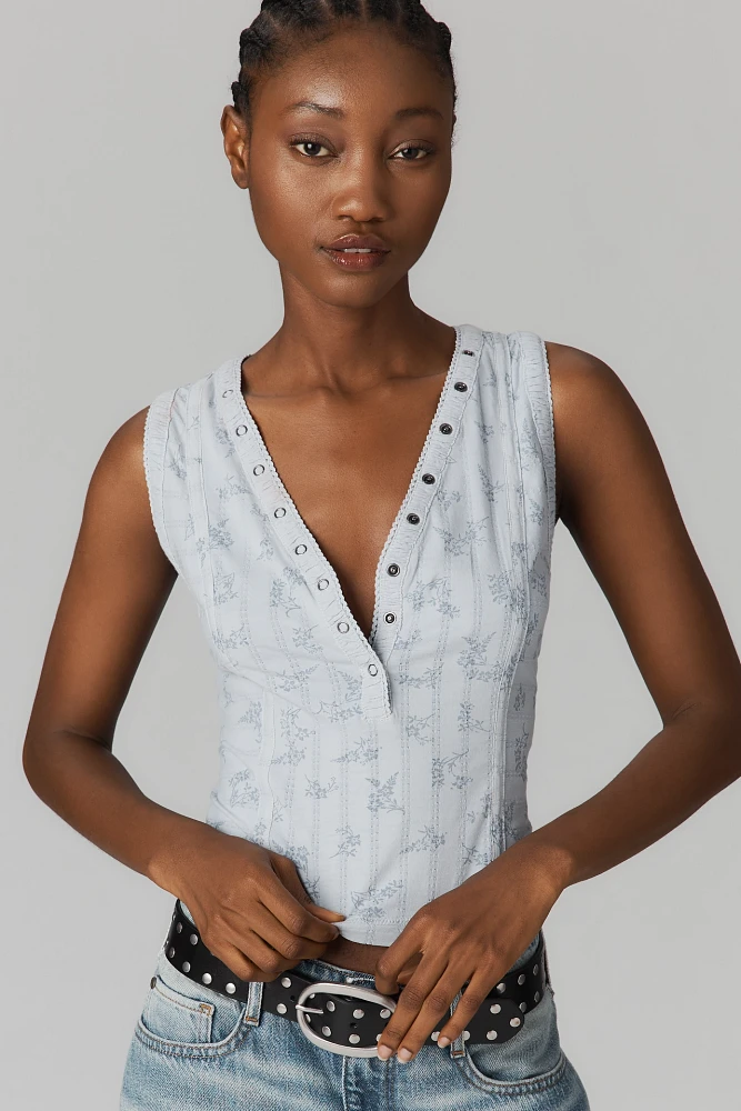 Pilcro V-Neck Pointelle Tank