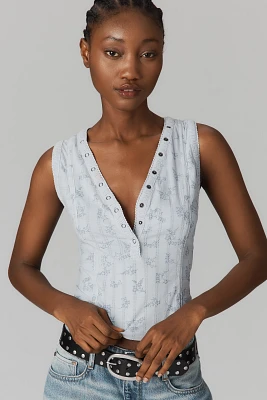 Pilcro V-Neck Pointelle Tank