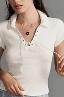 Pilcro Collared Lace-Up Baby Tee