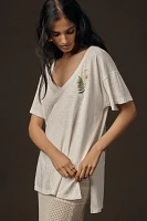 The Jordyn Cotton-Slub V-Neck Oversized Tee by Pilcro