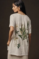 The Jordyn Cotton-Slub V-Neck Oversized Tee by Pilcro