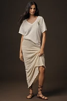 The Jordyn Cotton-Slub V-Neck Oversized Tee by Pilcro
