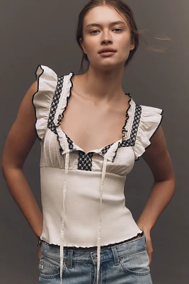 By Anthropologie Ruffled Tie-Front Tank