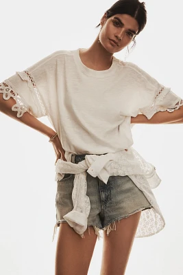 Pilcro Heritage Lace-Trim Tee
