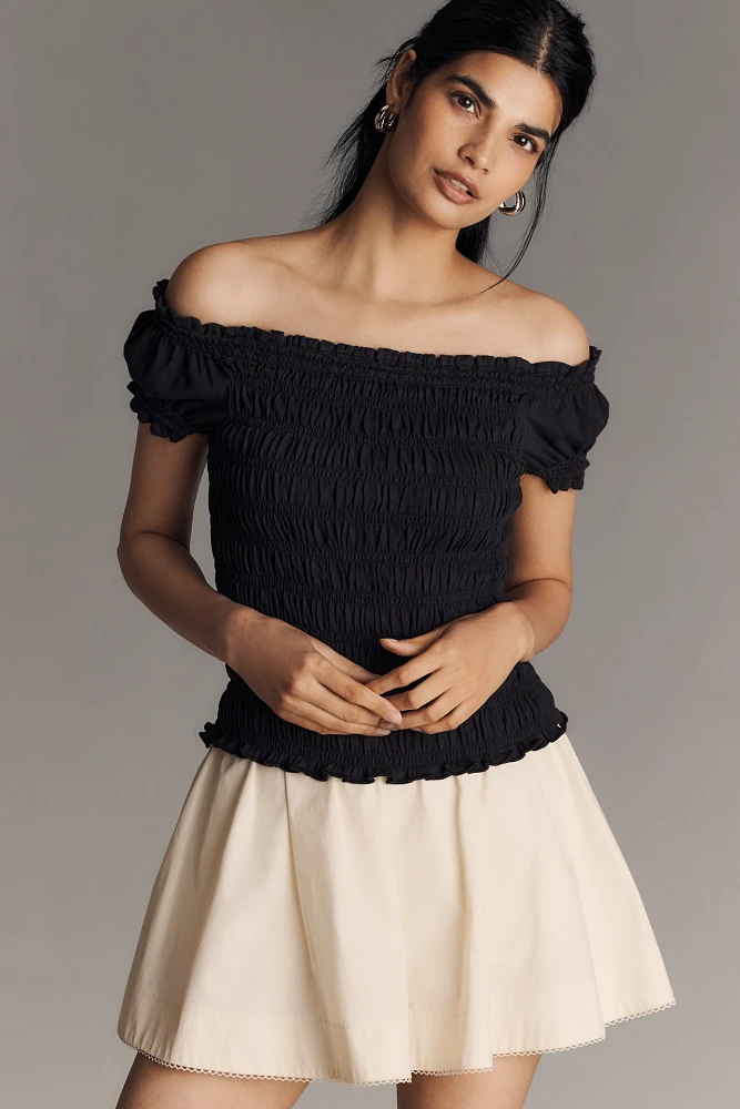 Maeve Off-The-Shoulder Smocked Top