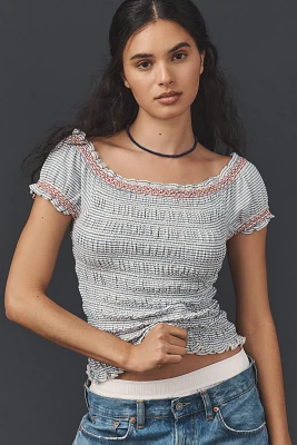 Maeve Off-The-Shoulder Smocked Top
