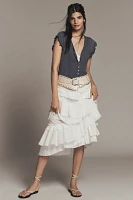 Maeve Short-Sleeve V-Neck Button-Front Top
