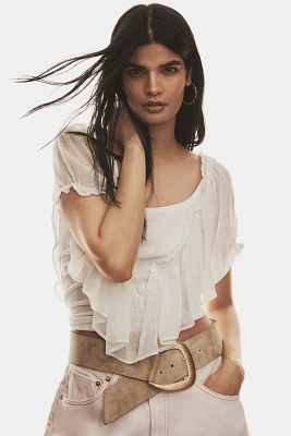 By Anthropologie Short-Sleeve Chiffon Mix Top