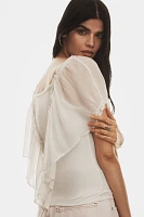 By Anthropologie Short-Sleeve Chiffon Mix Top