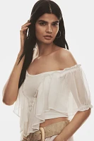 By Anthropologie Short-Sleeve Chiffon Mix Top