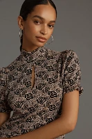 Maeve Short-Sleeve Ditsy Jacquard Top