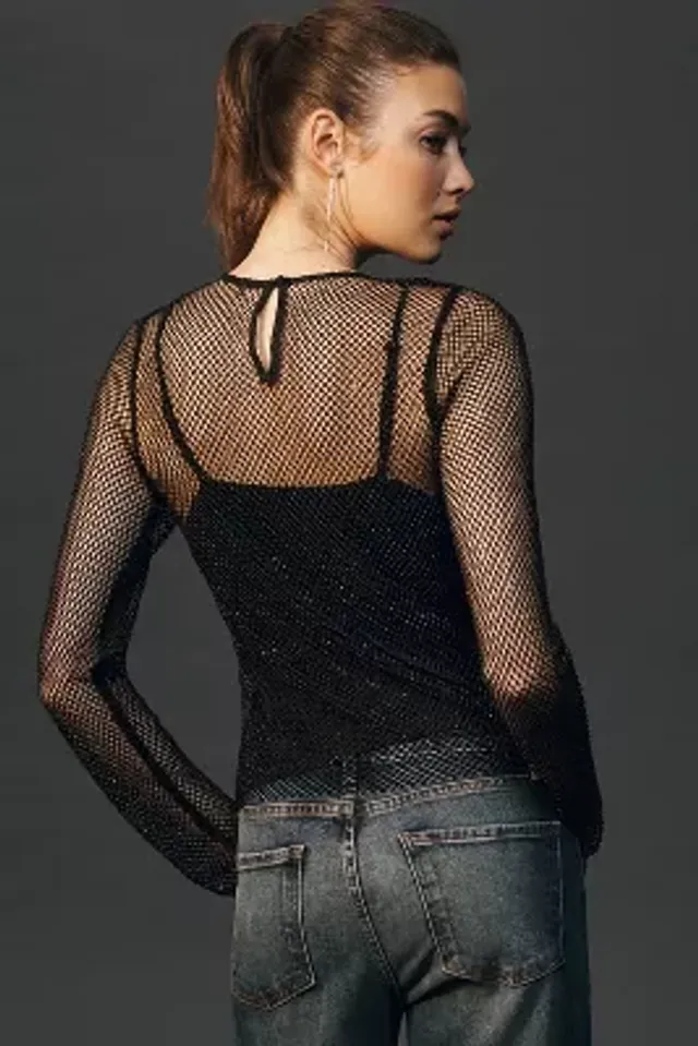 OLIVIA LONG SLEEVE MESH TOP