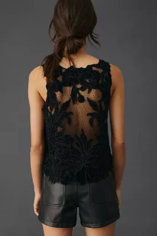 By Anthropologie Floral Appliqué Tank