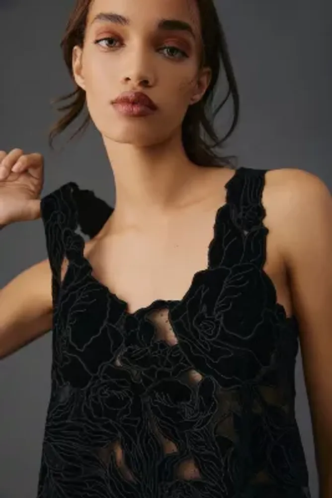 By Anthropologie Sheer Appliqué Top