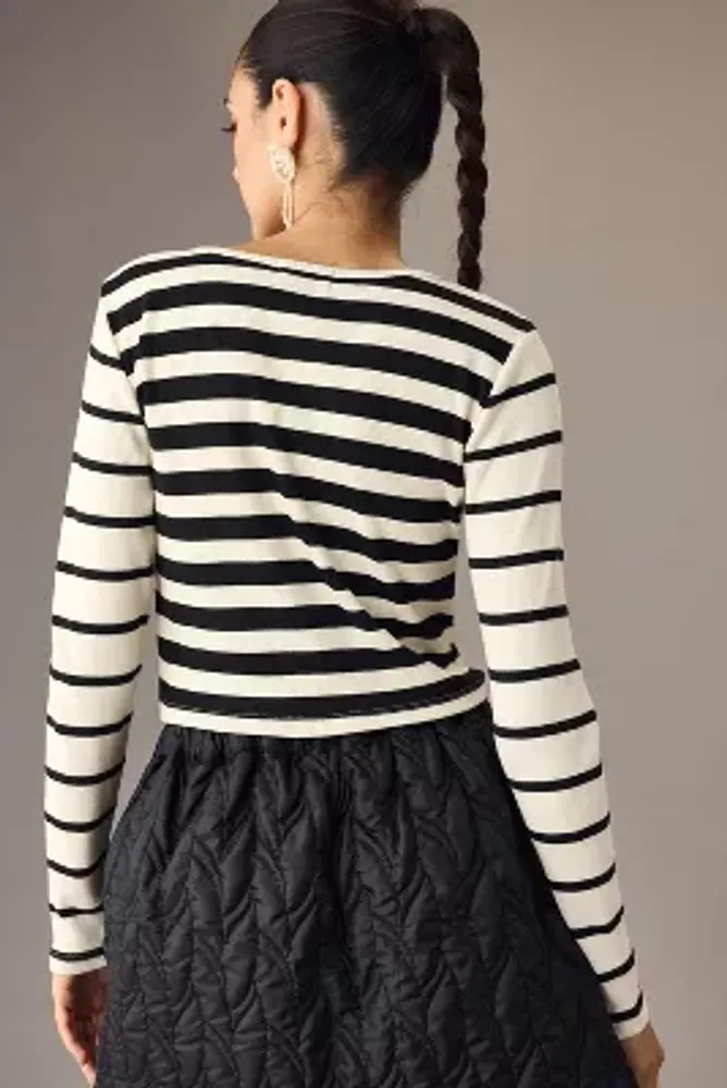 T.La Long-Sleeve Mixed Stripes Tee