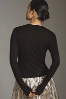 By Anthropologie Long-Sleeve Beaded Appliqué Top