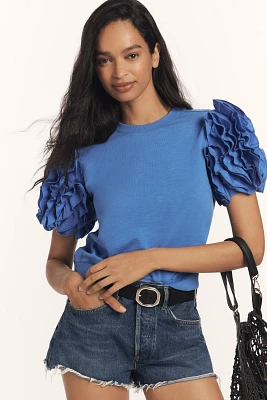 Maeve Ruffled Puff-Sleeve Tee