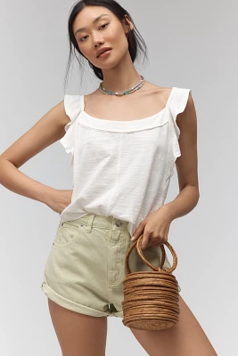 Pilcro Ruffle-Trim Scoop-Neck Tank