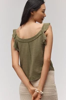 Pilcro Ruffle-Trim Scoop-Neck Tank