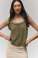 Pilcro Ruffle-Trim Scoop-Neck Tank