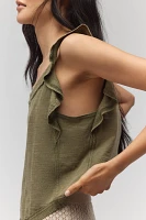 Pilcro Ruffle-Trim Scoop-Neck Tank