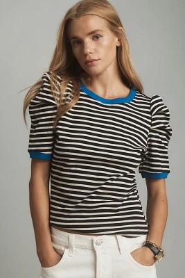 Maeve Puff-Sleeve Striped Top