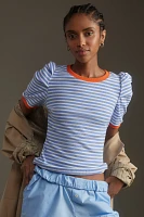 Maeve Puff-Sleeve Striped Top