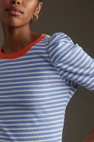 Maeve Puff-Sleeve Striped Top