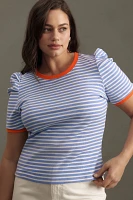 Maeve Puff-Sleeve Striped Top