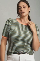 Maeve Puff-Sleeve Striped Top