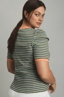 Maeve Puff-Sleeve Striped Top