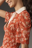 Maeve Short-Sleeve Smocked Polo Top