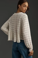 By Anthropologie Long-Sleeve Button-Front Textured Blouse